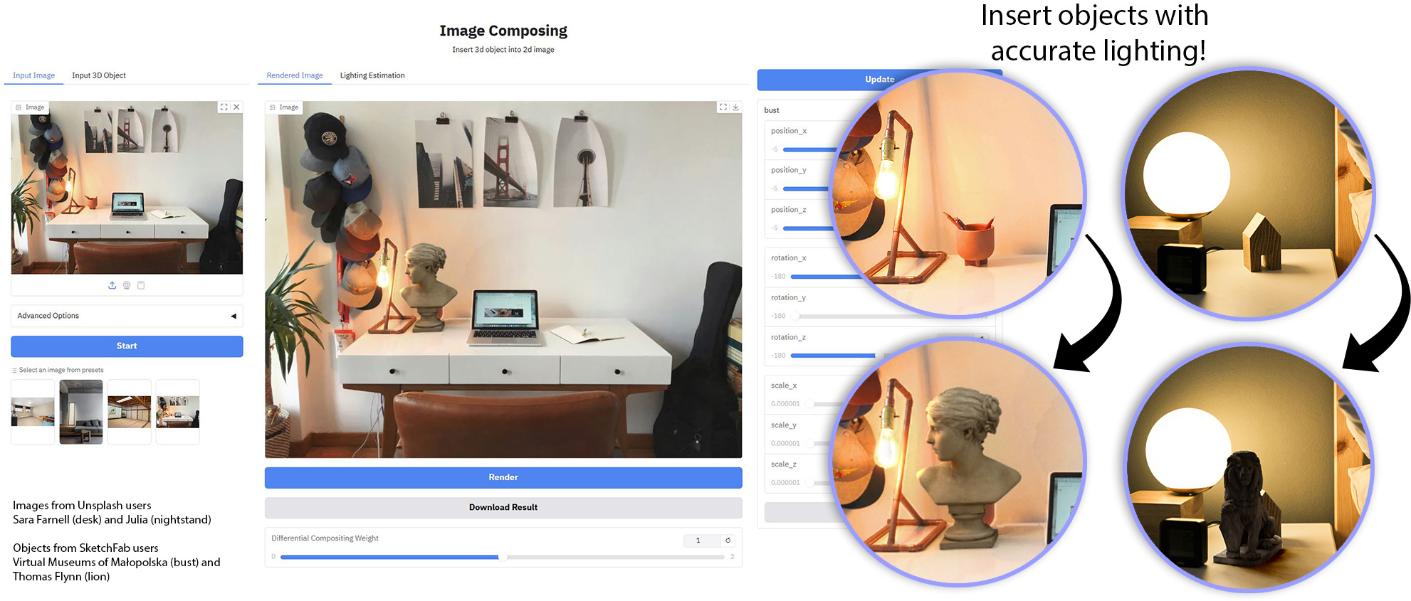 Interactive Object Insertion with Differentiable Rendering